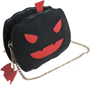 VALICLUD Halloween Pumpkin Crossbody Bag Casual Little Devil Shoulder Bag Messenger Bag Handbag for Girls Student Ladies (Black)