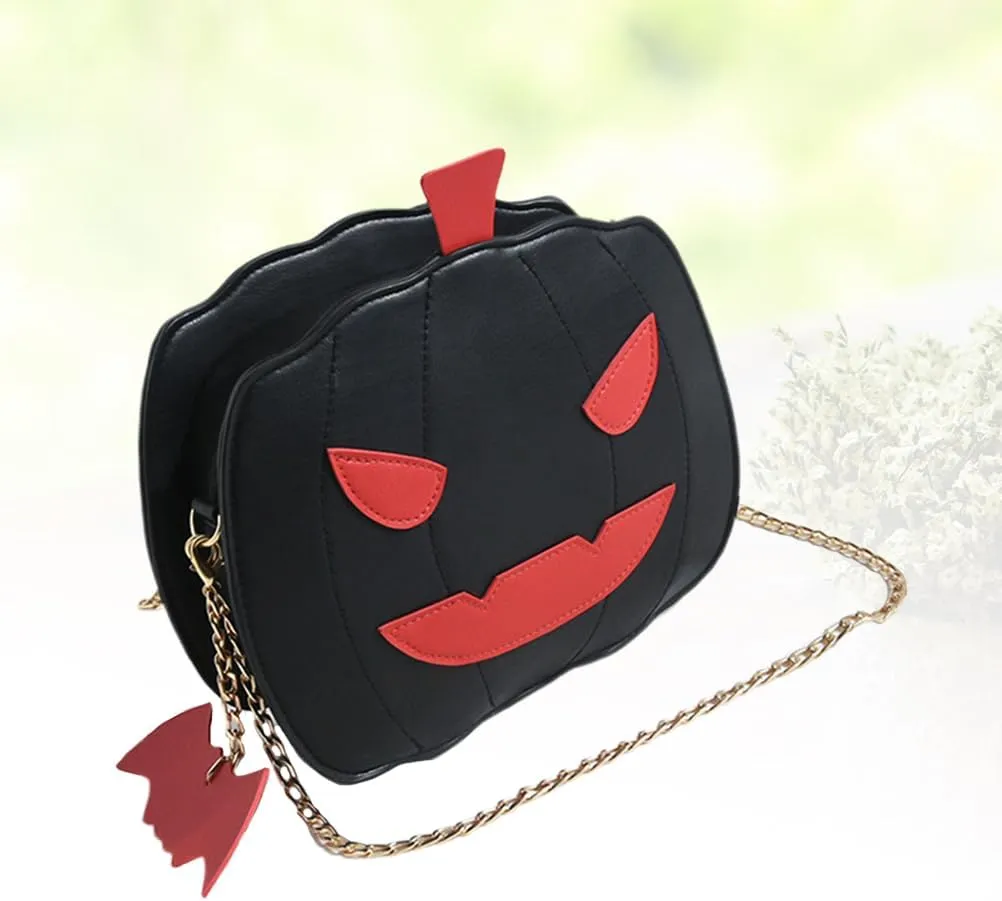VALICLUD Halloween Pumpkin Crossbody Bag Casual Little Devil Shoulder Bag Messenger Bag Handbag for Girls Student Ladies (Black)