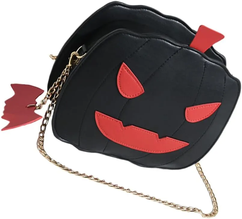 VALICLUD Halloween Pumpkin Crossbody Bag Casual Little Devil Shoulder Bag Messenger Bag Handbag for Girls Student Ladies (Black)