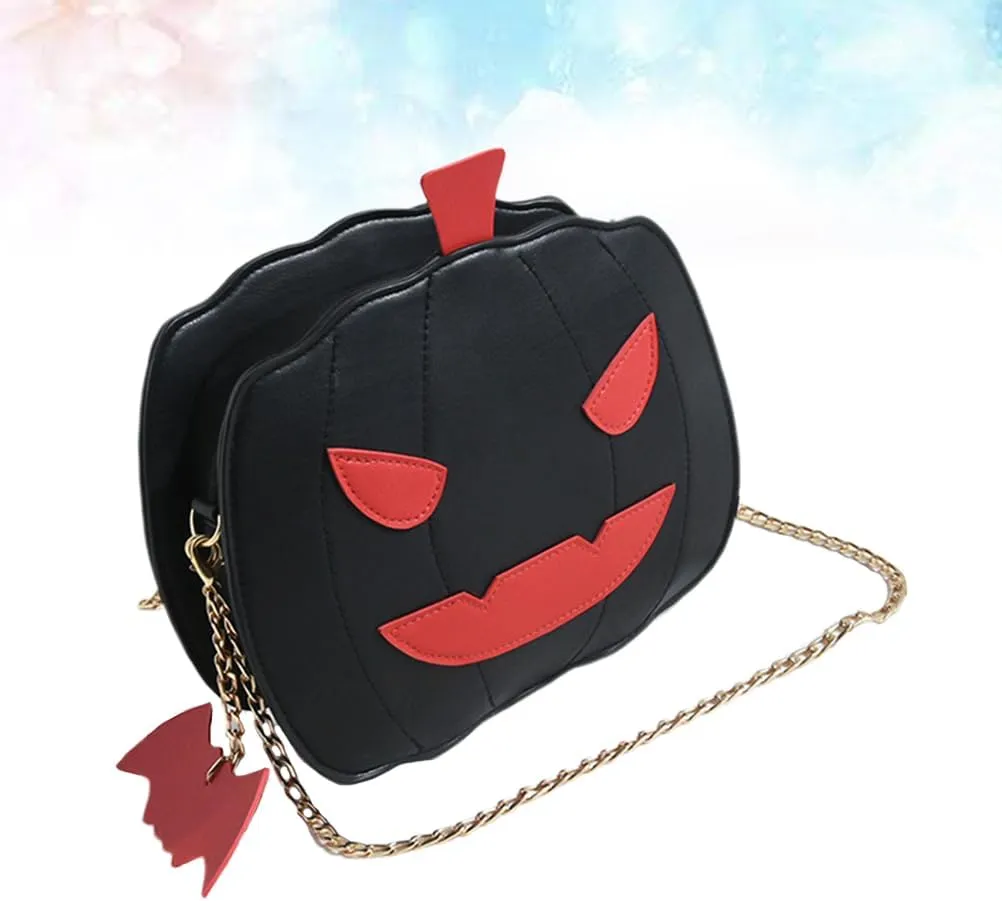 VALICLUD Halloween Pumpkin Crossbody Bag Casual Little Devil Shoulder Bag Messenger Bag Handbag for Girls Student Ladies (Black)