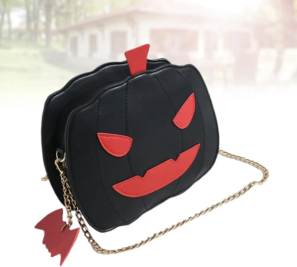 VALICLUD Halloween Pumpkin Crossbody Bag Casual Little Devil Shoulder Bag Messenger Bag Handbag for Girls Student Ladies (Black)