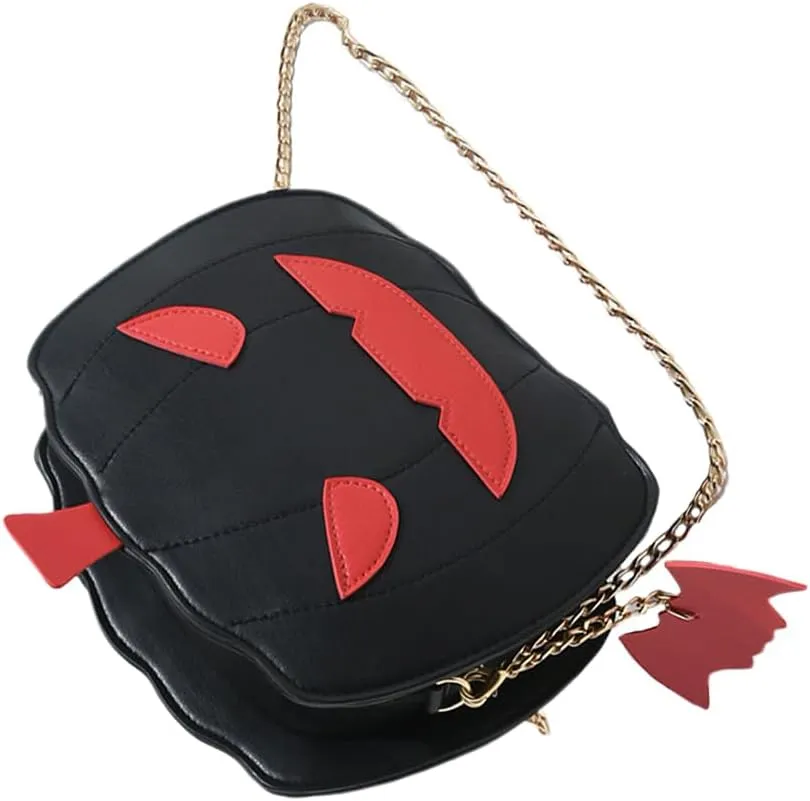 VALICLUD Halloween Pumpkin Crossbody Bag Casual Little Devil Shoulder Bag Messenger Bag Handbag for Girls Student Ladies (Black)
