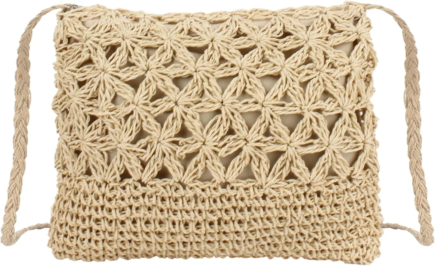 Van Caro Handwoven Cotton Straw Shoulder Bag Crochet Tassel Beach Bohemian Purse for Women