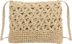 Van Caro Handwoven Cotton Straw Shoulder Bag Crochet Tassel Beach Bohemian Purse for Women