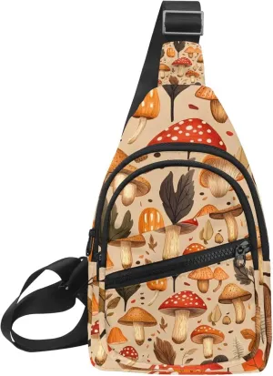 various mushroom Crossbody Sling Backpack Sling Bag Travel Hiking Chest Bag Daypack