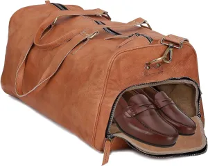 VC VINTAGE COUTURE Vintage Leather Duffle Bag for Travel or the Gym, Overnight Duffel Bag for Men and Women - Brown (VC031)