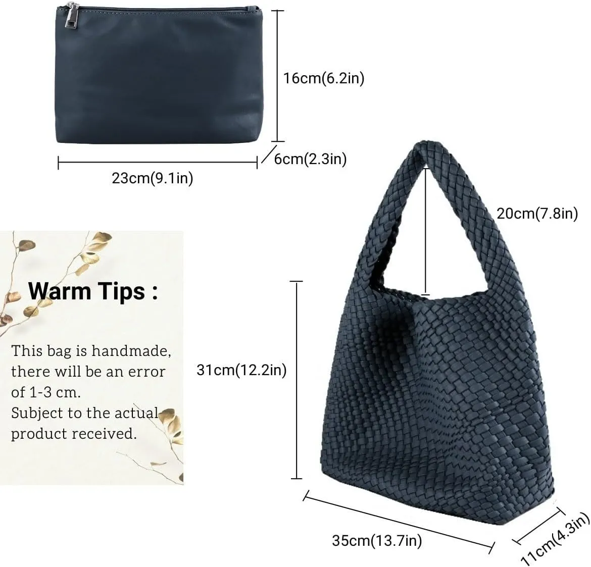 Vegan Leather Hand Woven Tote Handbag Shoulder Bag and Woven Purses Large Shopper Bag for Women