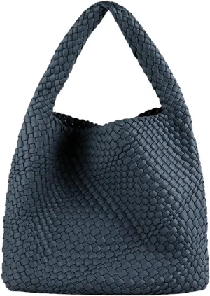 Vegan Leather Hand Woven Tote Handbag Shoulder Bag and Woven Purses Large Shopper Bag for Women