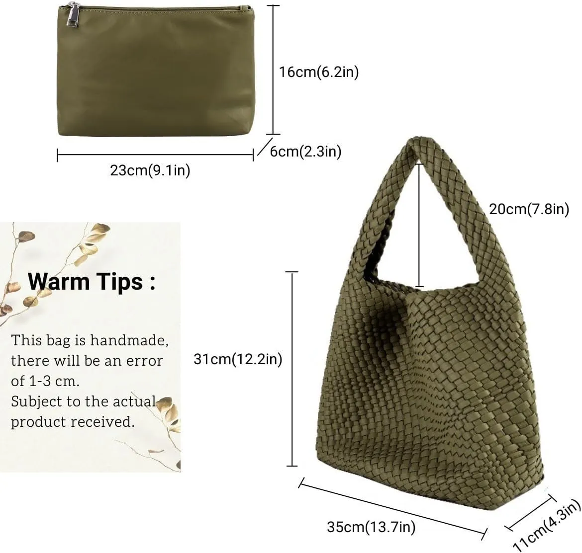 Vegan Leather Hand Woven Tote Handbag Shoulder Bag and Woven Purses Large Shopper Bag for Women