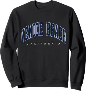 Venice Beach California CA Varsity Style Navy Text Sweatshirt
