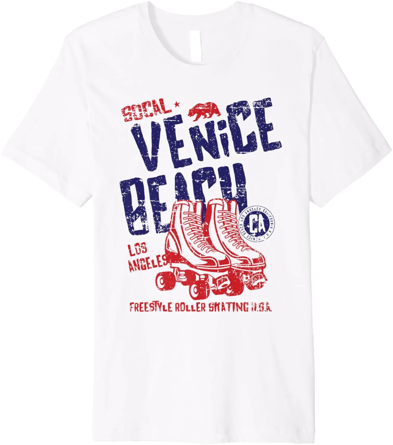 Venice Beach California Retro Roller Skate Distressed Design Premium T-Shirt