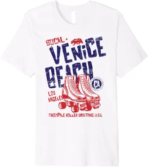 Venice Beach California Retro Roller Skate Distressed Design Premium T-Shirt
