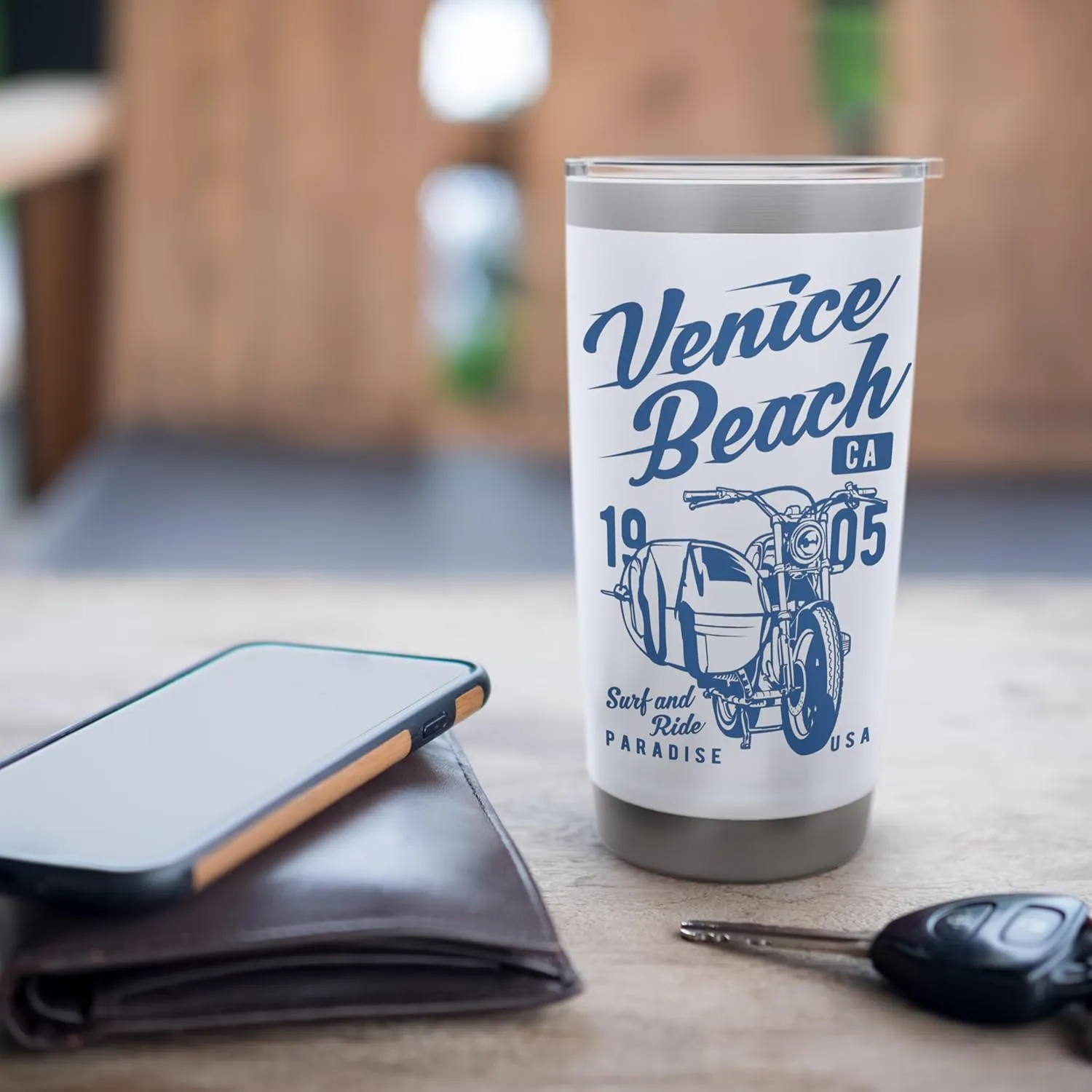 Venice Beach California Retro Vintage Style Design Stainless Steel Insulated Tumbler