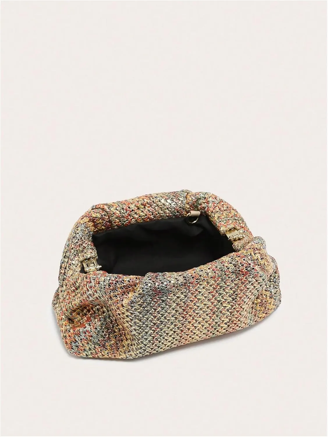 Verdusa Women's Straw Woven Clutch Handbags Striped Dumpling Clutch Purses