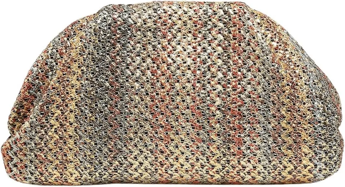 Verdusa Women's Straw Woven Clutch Handbags Striped Dumpling Clutch Purses