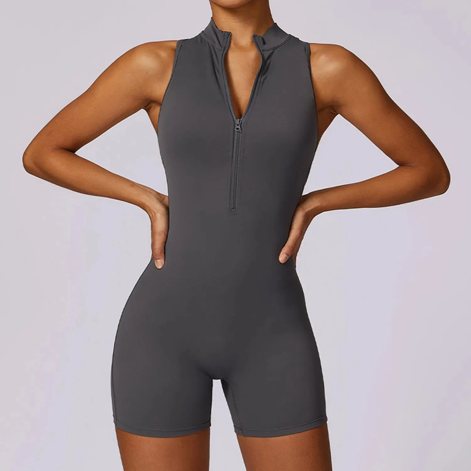 Veronica - V Back Scrunch Butt Jumpsuit Sportswear - Black, Brown