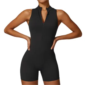 Veronica - V Back Scrunch Butt Jumpsuit Sportswear - Black, Brown