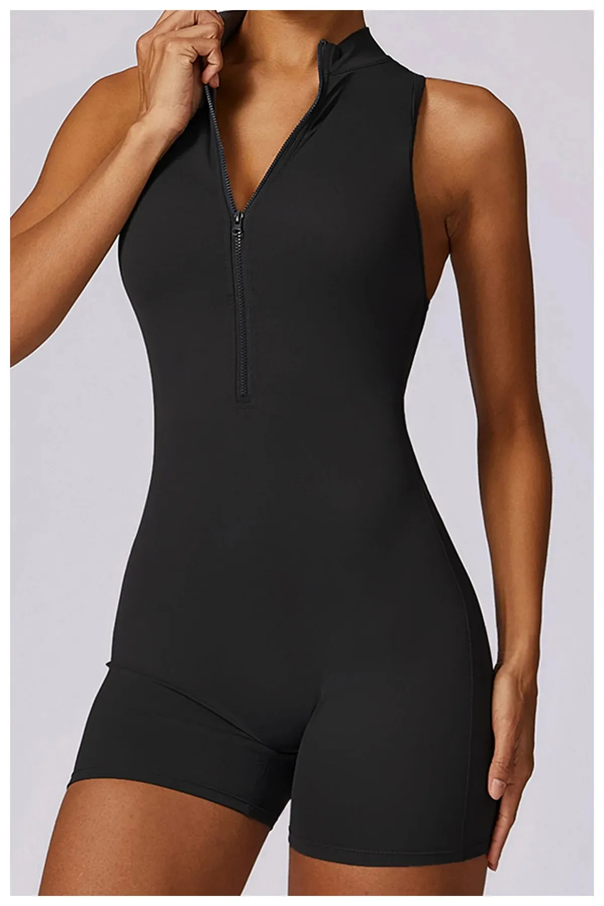 Veronica - V Back Scrunch Butt Jumpsuit Sportswear - Black, Brown