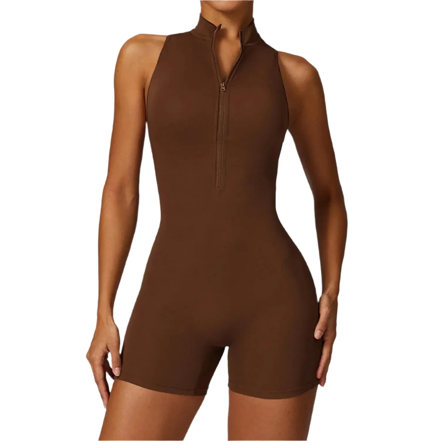 Veronica - V Back Scrunch Butt Jumpsuit Sportswear - Pink, Latte, Grey
