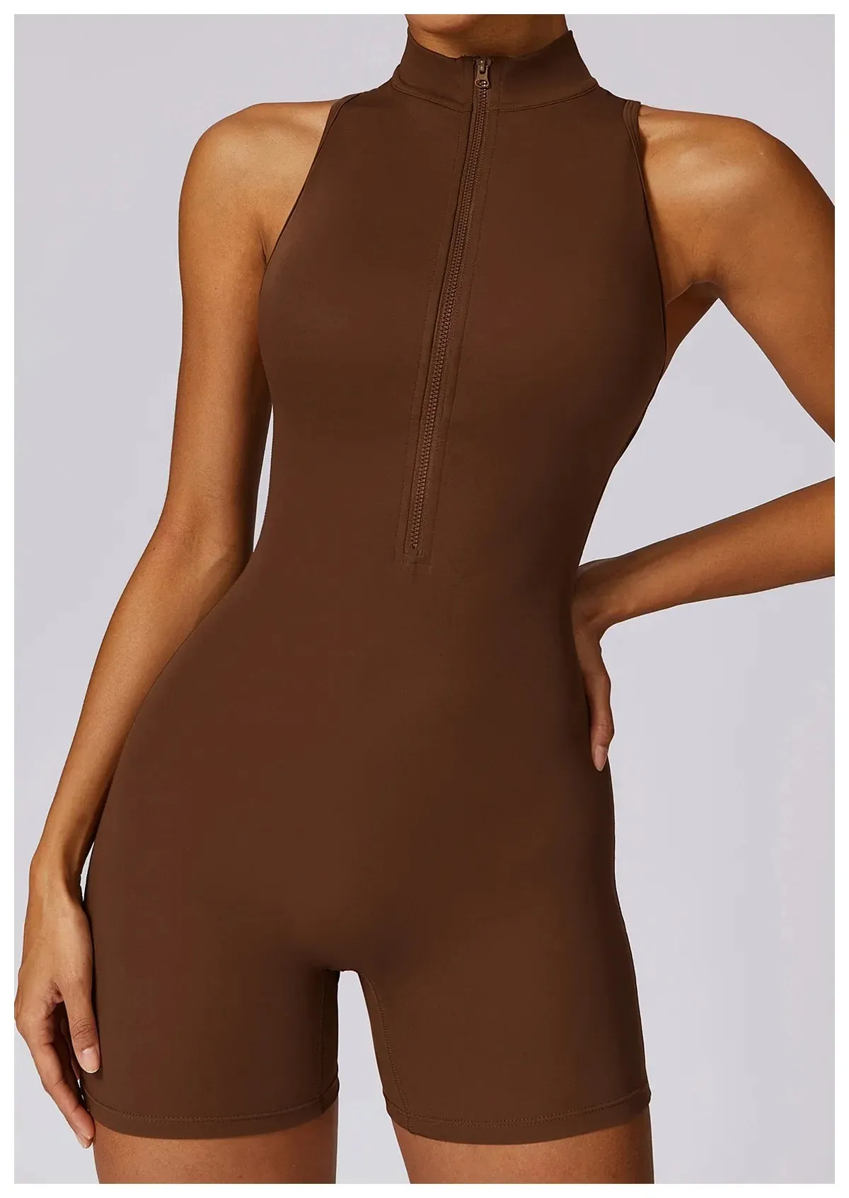 Veronica - V Back Scrunch Butt Jumpsuit Sportswear - Pink, Latte, Grey