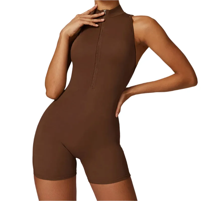 Veronica - V Back Scrunch Butt Jumpsuit Sportswear - Pink, Latte, Grey