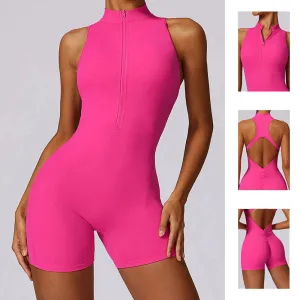 Veronica - V Back Scrunch Butt Jumpsuit Sportswear - Pink, Latte, Grey