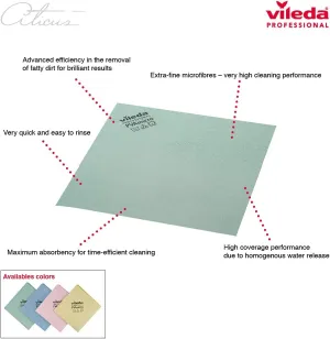 Vileda Professional - PVA Micro Cloth Yellow, 100% Microfibers, For Grease Strains and High Amount of Dirt, Made of PVA for Reduced Friction, 3D Structure that Leave Surfaces Dry and Trace Free