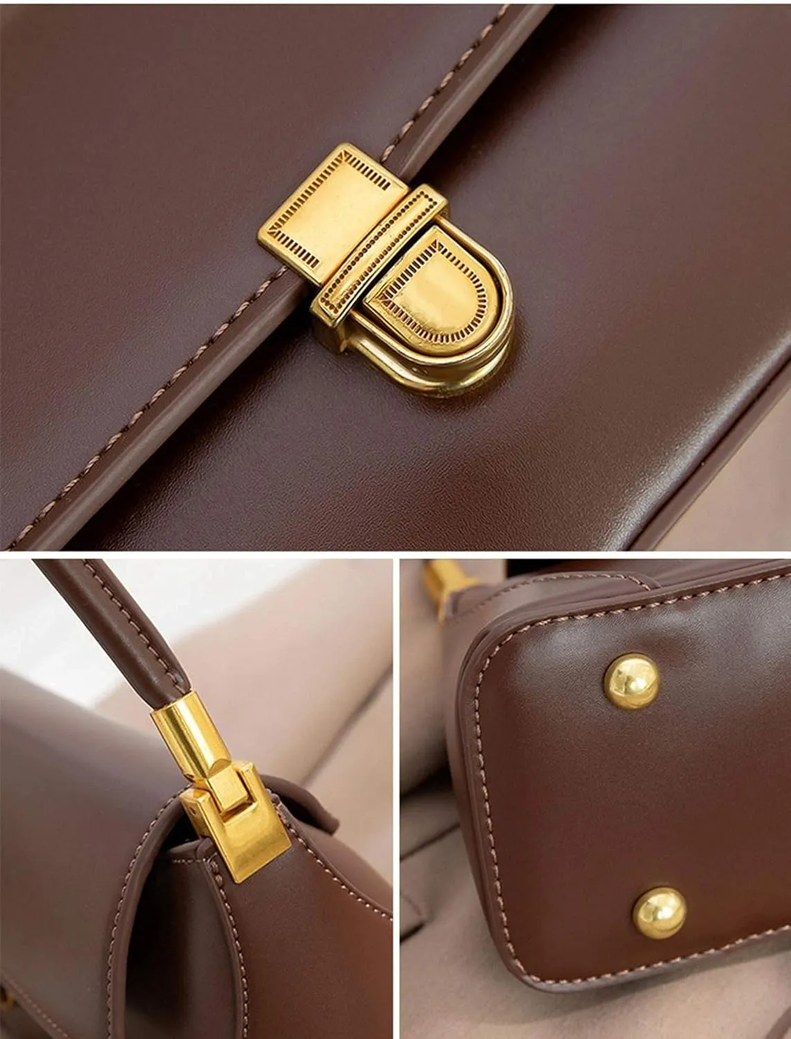 Vintage 90s Shoulder Bag for Women, Classic Buckle-Closure Small Purse