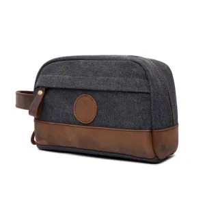 Vintage Canvas Zipper Dopp Kit with Leather Accents
