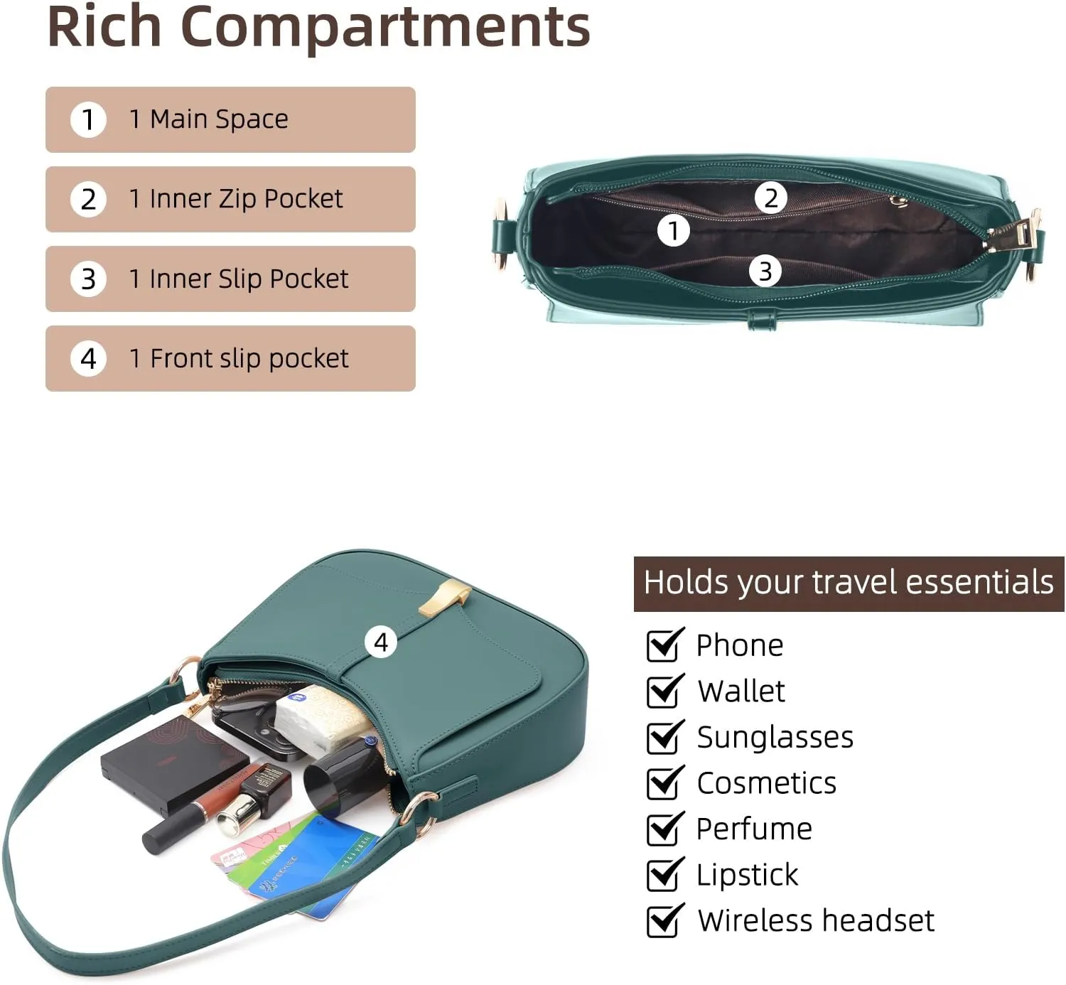 Vintage Crescent Shoulder Bag for Women - Genuine Leather Retro Clutch & Tote