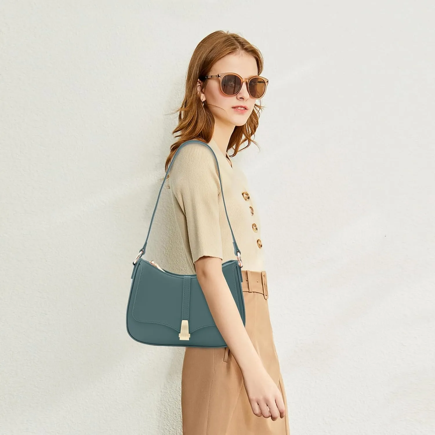 Vintage Crescent Shoulder Bag for Women - Genuine Leather Retro Clutch & Tote