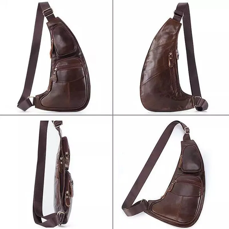 Vintage Genuine Leather Quality Men Single Chest Bag Pack Travel Bag