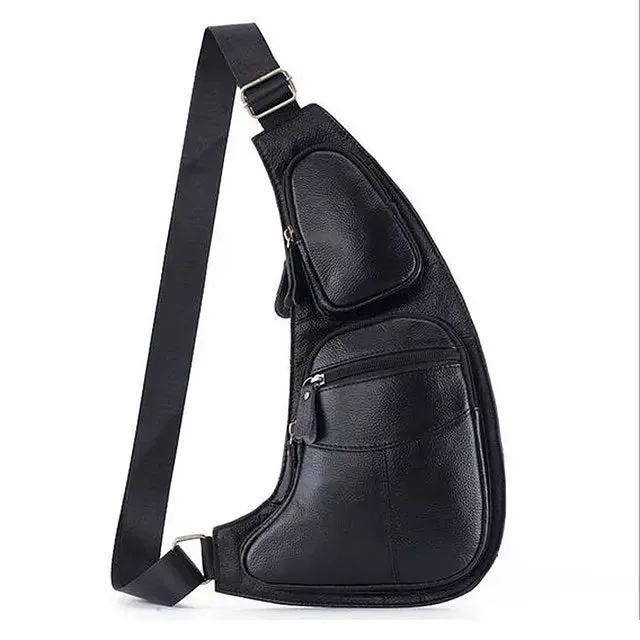 Vintage Genuine Leather Quality Men Single Chest Bag Pack Travel Bag
