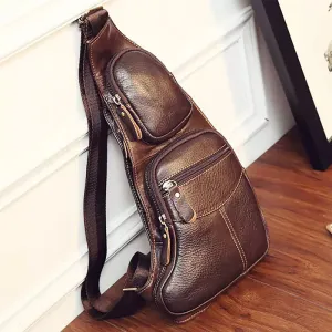 Vintage Genuine Leather Quality Men Single Chest Bag Pack Travel Bag