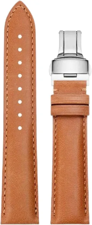 Vintage Genuine Leather Watch Strap with Butterfly Clasp 18-22mm