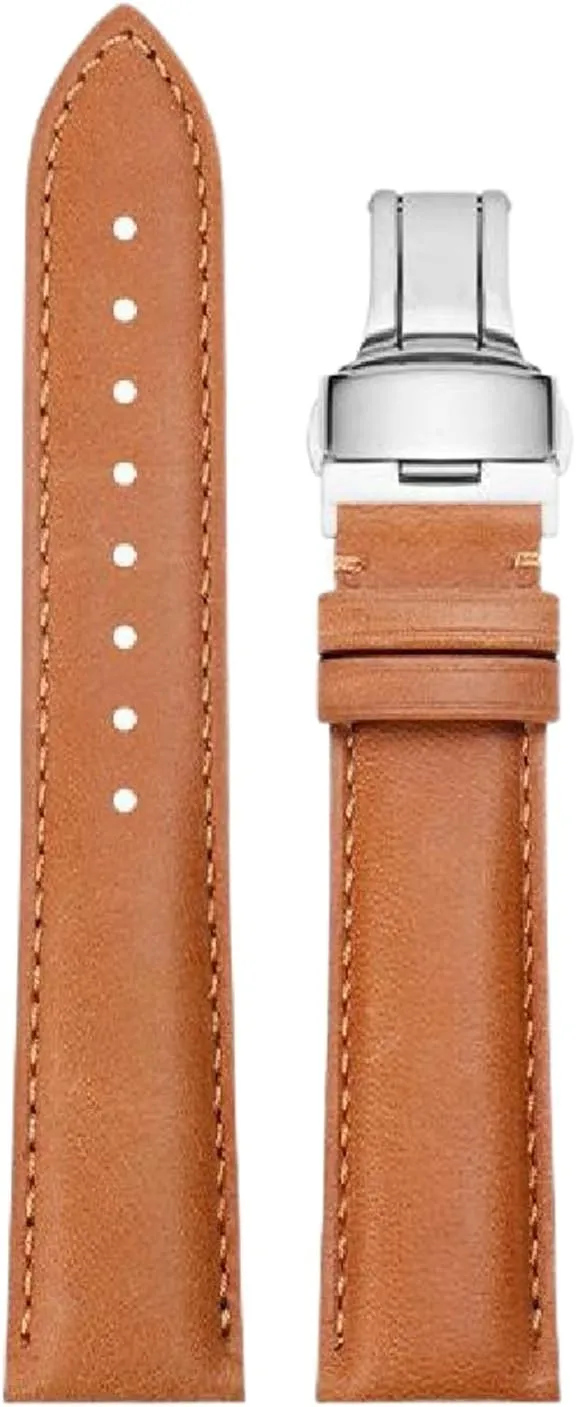 Vintage Genuine Leather Watch Strap with Butterfly Clasp 18-22mm