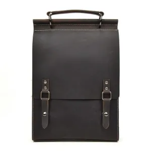 Vintage Leather College Backpacks Women Men