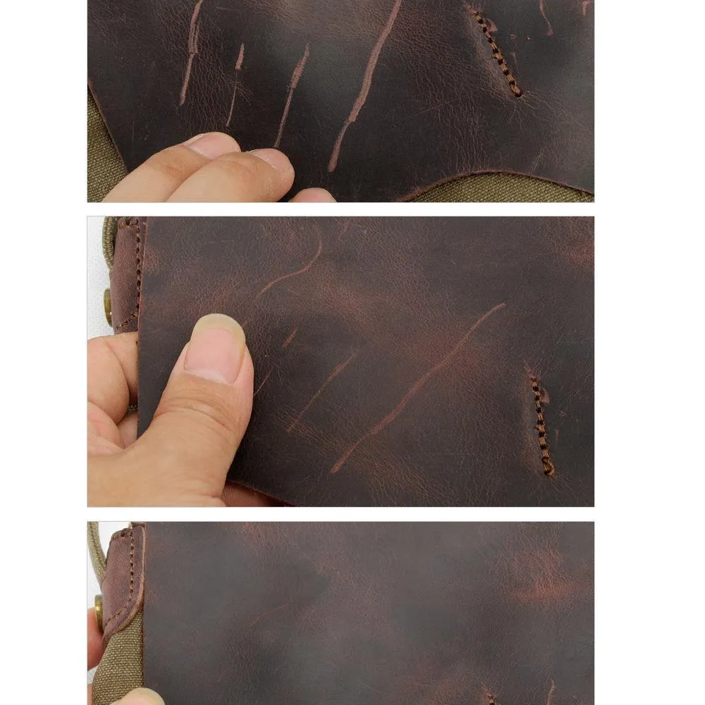 Vintage Leather College Backpacks Women Men