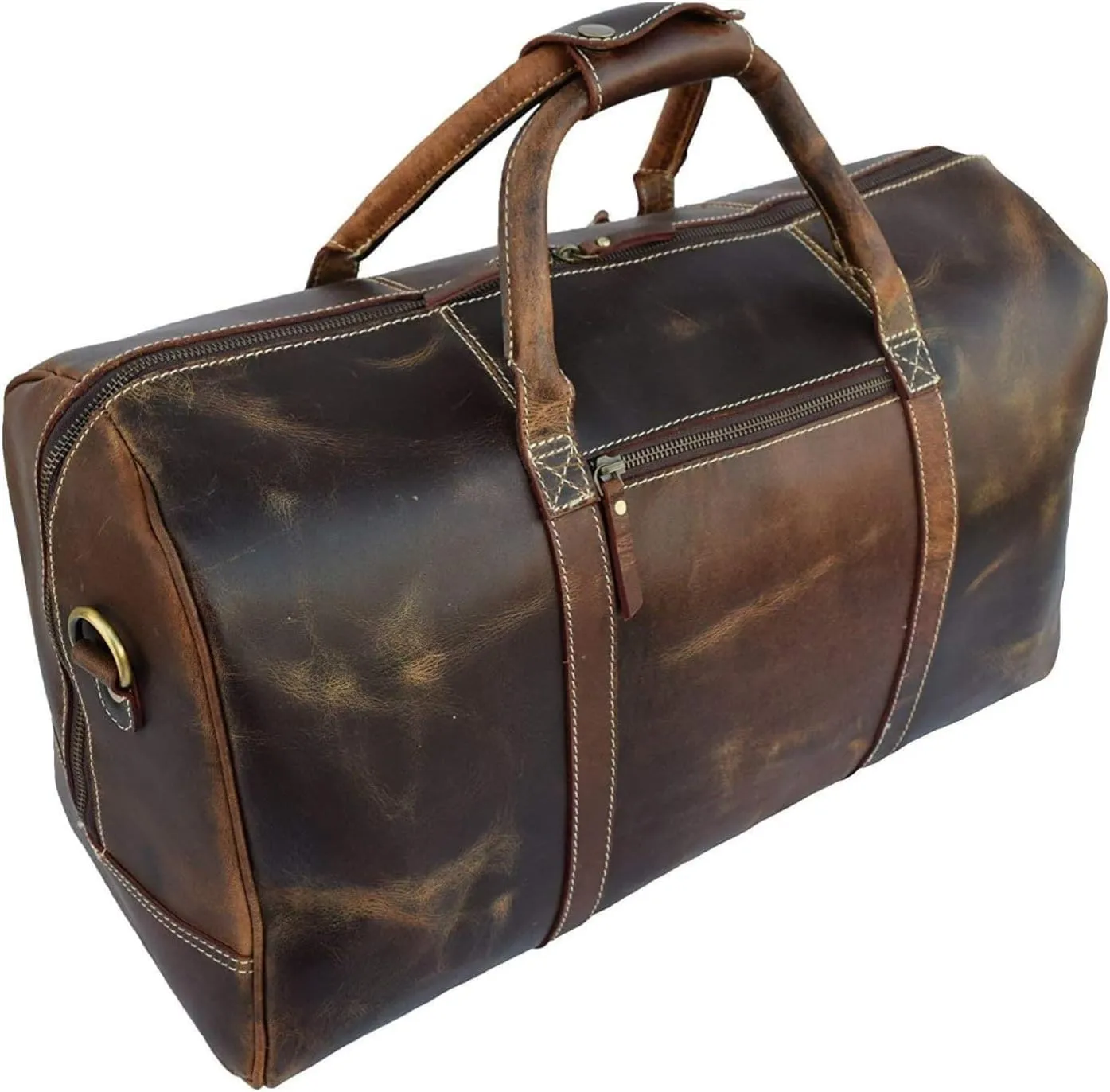 Vintage Leather Duffel Bag for Men Leather Travel Bag, Spacious Weekender Overnight Bag, Durable Carry-On with Adjustable Strap, Stylish Duffle for Business & Adventure - 20 Inches (Chocolate Brown)