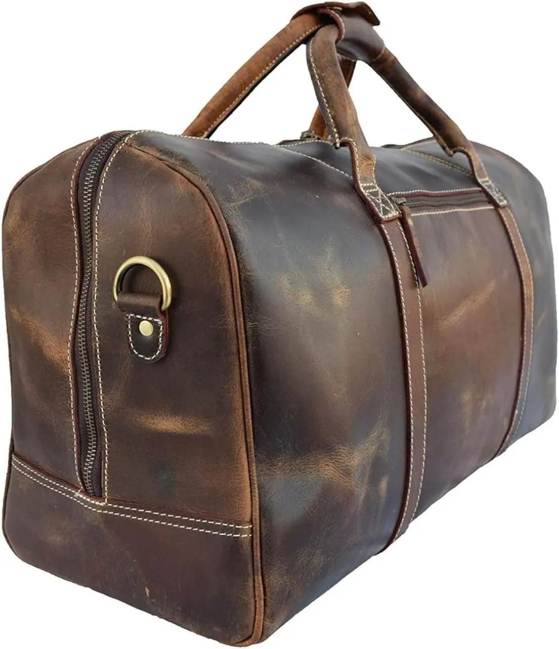 Vintage Leather Duffel Bag for Men Leather Travel Bag, Spacious Weekender Overnight Bag, Durable Carry-On with Adjustable Strap, Stylish Duffle for Business & Adventure - 20 Inches (Chocolate Brown)