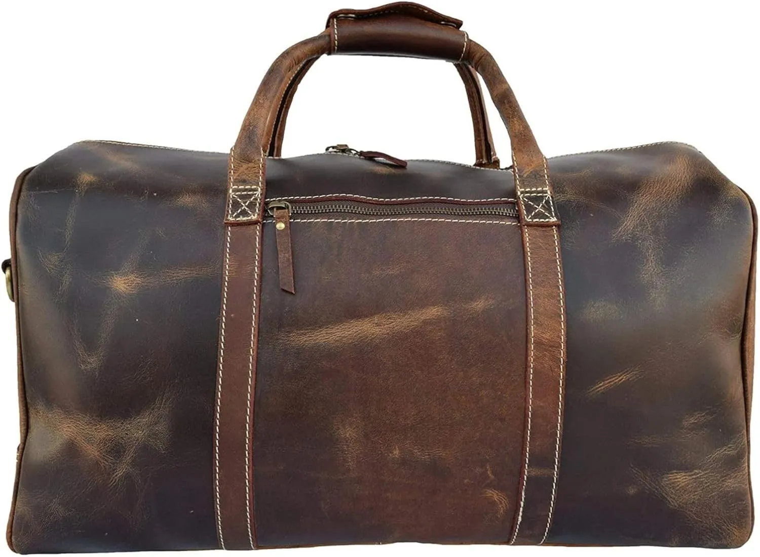 Vintage Leather Duffel Bag for Men Leather Travel Bag, Spacious Weekender Overnight Bag, Durable Carry-On with Adjustable Strap, Stylish Duffle for Business & Adventure - 20 Inches (Chocolate Brown)