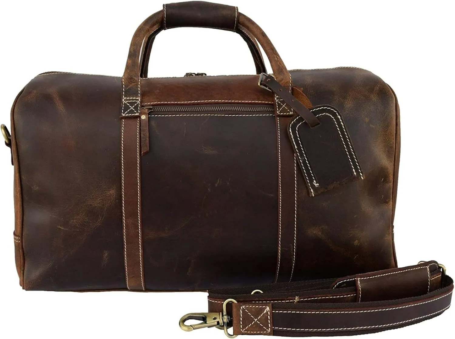 Vintage Leather Duffel Bag for Men Leather Travel Bag, Spacious Weekender Overnight Bag, Durable Carry-On with Adjustable Strap, Stylish Duffle for Business & Adventure - 20 Inches (Chocolate Brown)
