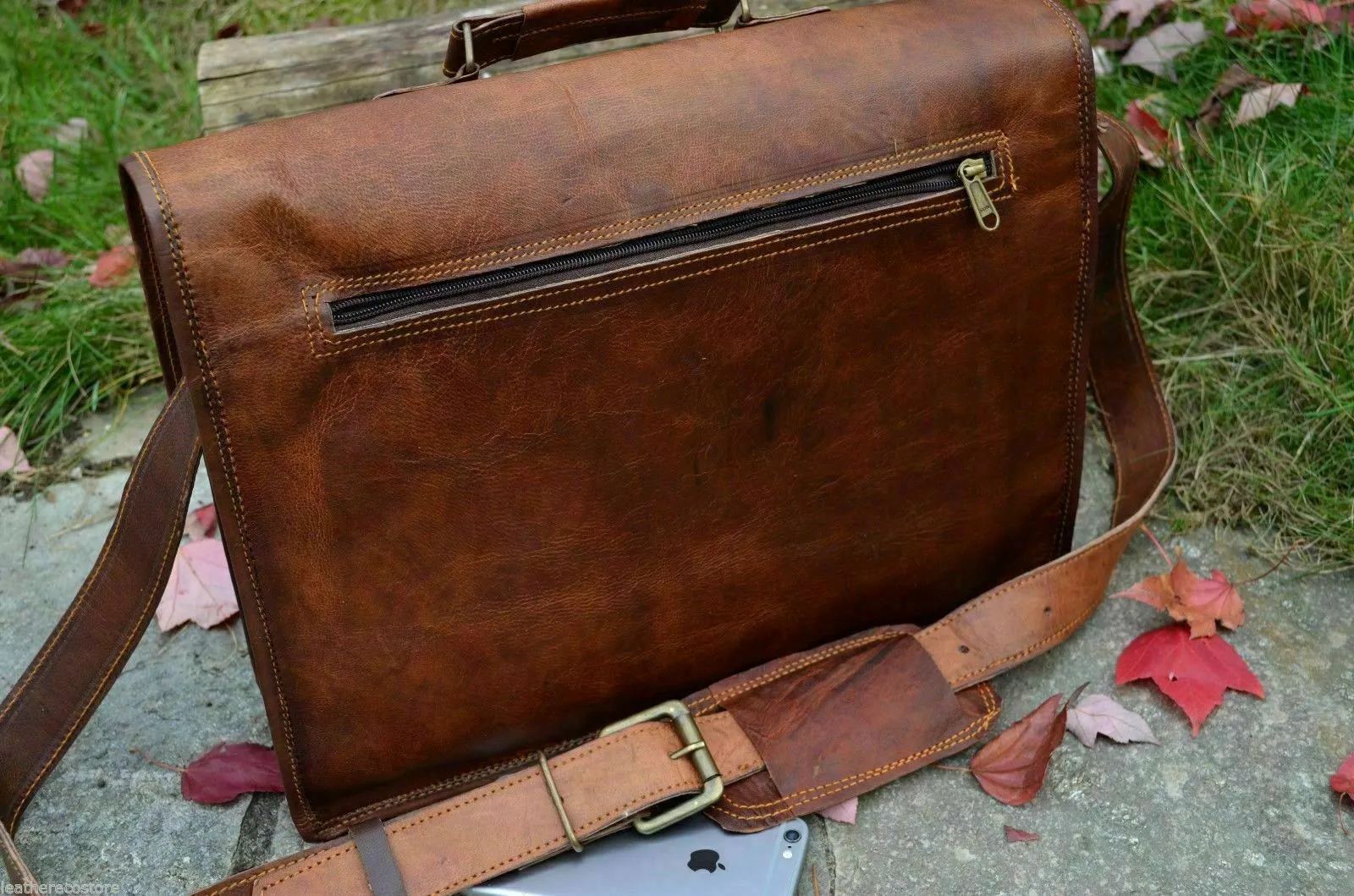 Vintage Leather Men's Handmade Brown Laptop Shoulder Satchel Messenger Bag New