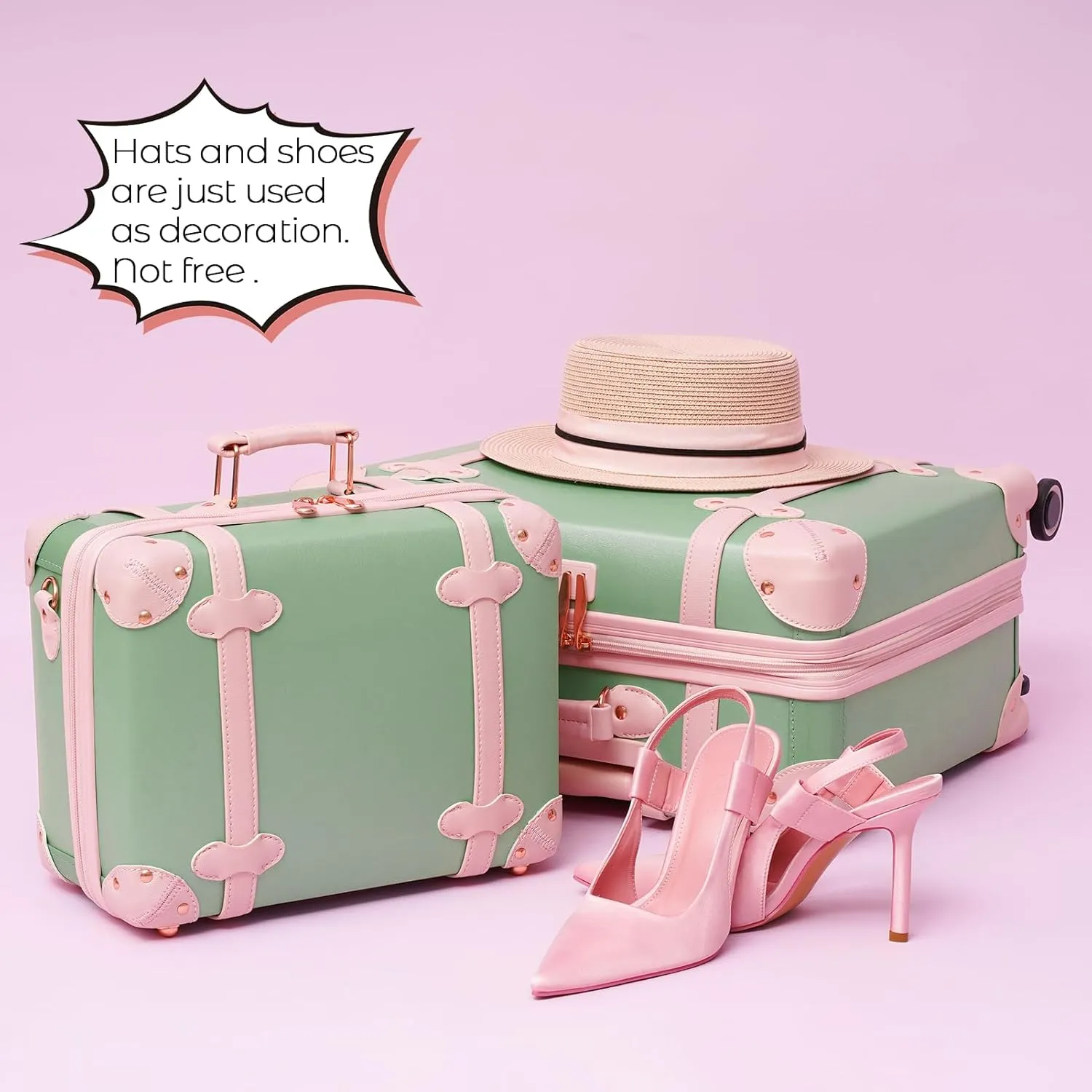 Vintage Luggage Set with Wheels, Retro Suitcase, Travel Trunk Set, Stylish Vintage Luggage Set for Women and Men