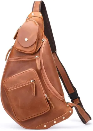 Vintage Men's Chest Bag Shoulder Bag Large Capacity Sports Satchel