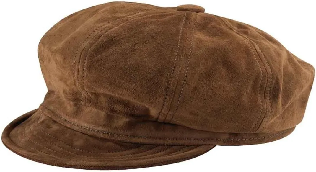 Vintage New York Suede Leather Spitfire Cap, Made in USA