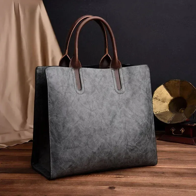 Vintage OIL SKIN Leather Big Casual Tote