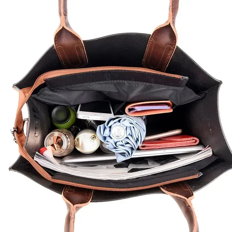 Vintage OIL SKIN Leather Big Casual Tote