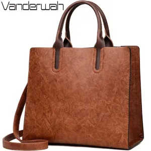 Vintage OIL SKIN Leather Big Casual Tote