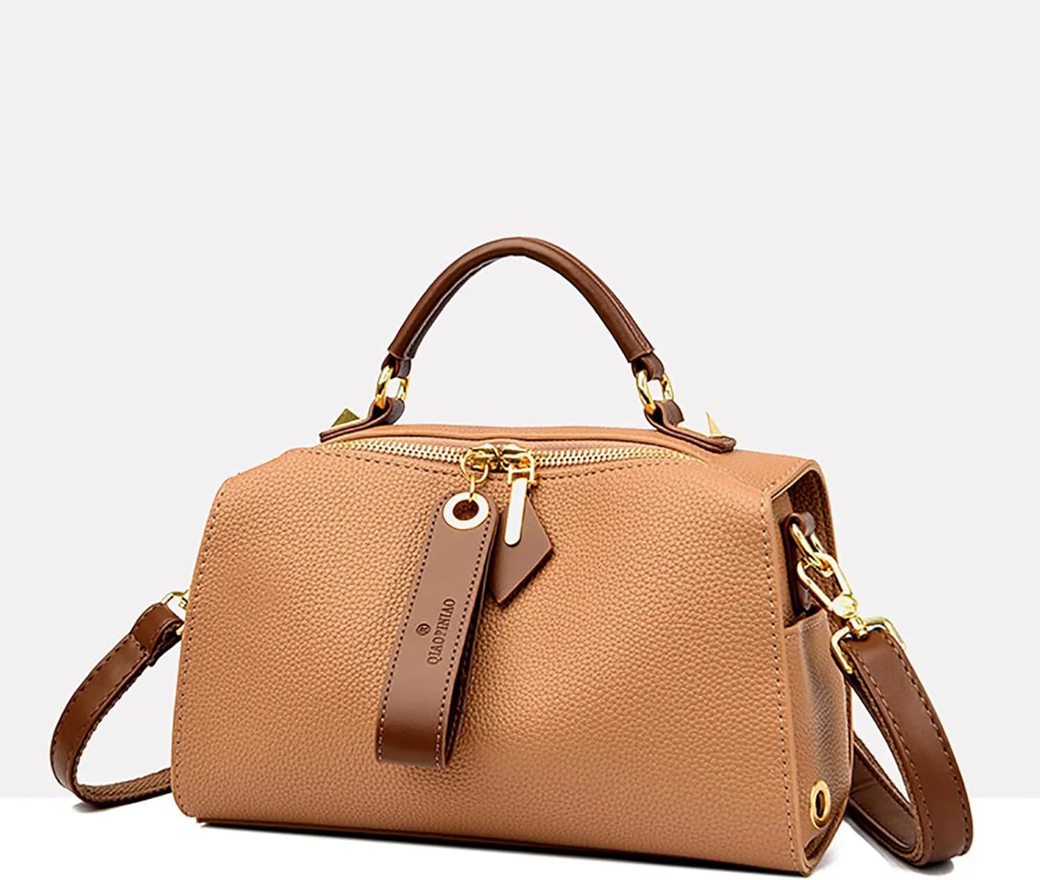 Vintage Real Genuine Leather Pillow-Bag Style Handbag For Women Crossbody Shoulder Bags with Brown Design